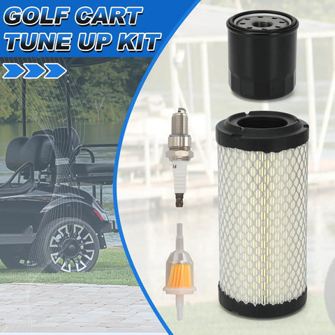 EZGO Golf Cart Tune Up Kit For TXT 2010 Up And RXV 2008 Up Gas Models with air filter, oil filter, fuel filter, spark plug