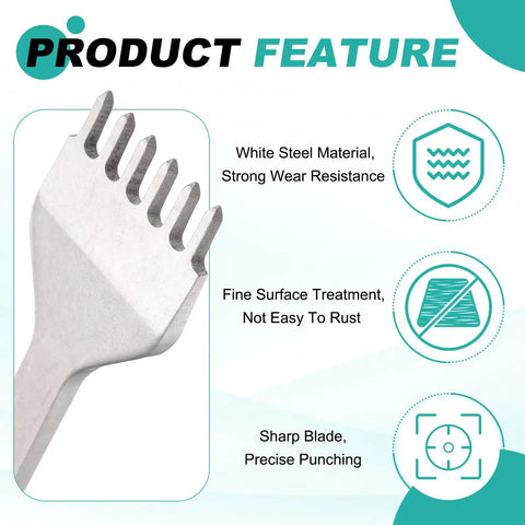 Leather Stitching Punch 3.0mm 10 Prong Carbon Steel Hole Punch Tool features and design details