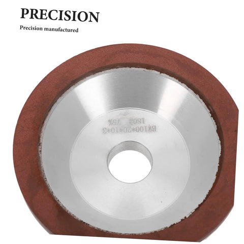 Diamond Cup Grinding Wheel Perfect For Metal And Stone Sharpening Tasks showing a circular grinding disc with a silver center and red outer edge.