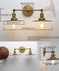 Two Light Wall Sconce With Antique Finish Bathroom Vanity Light Switch Included And Dual 7.87 Inch Flat Metal Lampshades
