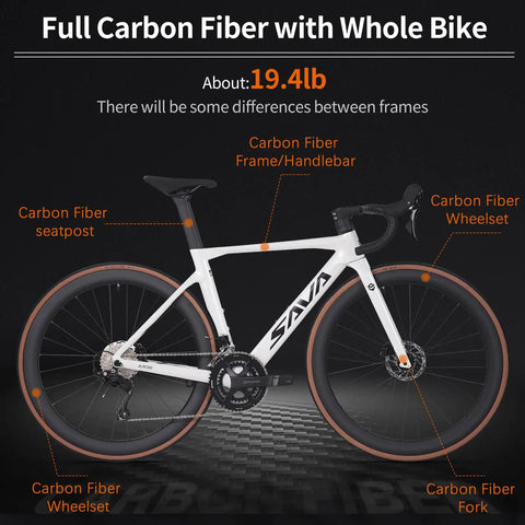 Beast Carbon Road Bike With Lightweight Frame And Wheelset Hydraulic Disc Brakes Carbon Fork And Seat Post 56cm White Ultralight 8.8 Kg Shimano R7120 24 Speed For Adults full carbon fiber