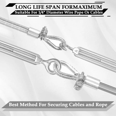 Stainless Steel Wire Rope Kit Pro Grade With M6 Cable Clamps Silver Thimbles And Aluminum Crimping Loops For One Quarter Inch Wire Rope Rigging Heavy Duty Indoor And Outdoor Use