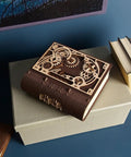 Wooden 3D Puzzle Box For Adults With Steampunk Combination Lock, Book Of Secrets DIY Mechanical Puzzle Kit, Interactive Brain Teaser With 263 Pieces, Medium Difficulty, Buildable Model For Curious Hands On on box lid