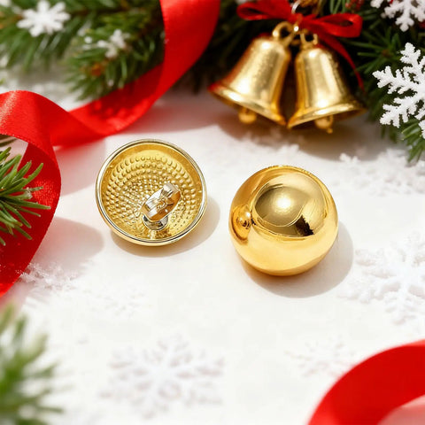 Gold Plated Dope Half Ball Dome Stud Earrings For Women Hypoallergenic Nickel Free Polished Round Button Post Minimalist Jewelry Gift For Christmas Birthday Party, 18mm gold dome studs