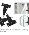 Ten Pack 4 Inch T Strap Tee Hinge Heavy Duty Black Barn Door Hinges For Wooden Fences Garden Doors Strap Wrought Iron Hardware