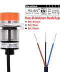 Industrial Grade M30 Inductive Proximity Sensor Switch PR30-15DP2 with wiring diagram and specs, 15mm detection, DC 12-24V