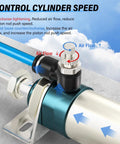Three Pack Push To Connect Air Line Fittings With Flow Control Valves, One Quarter Inch NPT Thread, 90 Degree Elbow in use