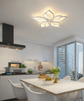 Five Leaf LED Ceiling Light With Remote Control For Living Room, 23.6-Inch Lit Flush Mount Chandelier in modern kitchen setting