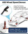 ABS wheel speed sensor, black plastic, fits VW/Audi; rear left and rear right (2006–2018).