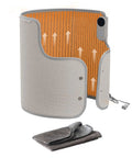 Under Desk Rollable Foot Warmer Pad With Remote, Cozy Yet Powerful, shown with heating element and folded storage cover