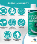 Mint Ultrasonic Retainer Cleaner Solution Concentrate For Ultrasonic Machines bottle next to eco-friendly feature icons