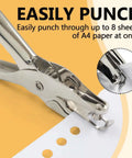 Two Piece Hole Puncher Set With One Eighth And One Quarter Inch Circle Punches For Paper Crafting and DIY Projects on paper
