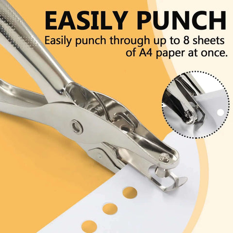 Two Piece Hole Puncher Set With One Eighth And One Quarter Inch Circle Punches For Paper Crafting and DIY Projects on paper