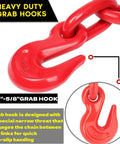 Close-up of heavy-duty grab hook on Beefy 13000 Lbs Ratchet Chain Binder 1/2 to 5/8 Inch 2 Pack for secure cargo tie-down.