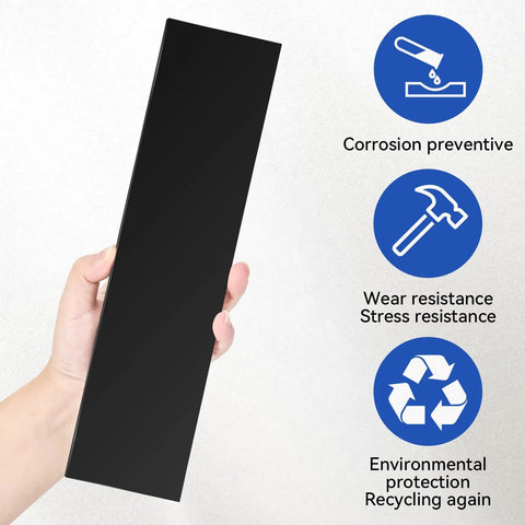 Person holding Rugged HDPE Black Plastic Block Half Inch Thick Ideal For DIY Crafts Projects And Home Improvement 12 By 3 Inch Size