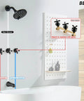 Three-Handle Tub And Shower Faucet Set In Dope Matte Black With 6-Inch Shower Head, Tub Spout, And Three Knobs Trim Kit shown installed