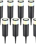 8 Pack 4.5W LED Landscape Bollard Lights With 5CCT Selectable 2700K To 5000K, durable die-cast aluminum body