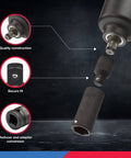 Impact Socket Adapter Set For Quarter Inch Three Eighths Inch Half Inch CrV Steel Locking Reducers For Wrenches And Ratchets Converts SAE Sizes For Automotive Work Square Drive Heavy Duty Garage Tool Kit For Impact Drivers showing reducer and adapter conversion with secure fit and quality construction.