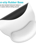 Ergonomic Mouse Pad With Memory Foam Wrist Rest For Pain Relief And Fatigue Reduction Ultra Smooth Surface And Non Slip Base Go To Choice For Gaming Office And Laptop Use White, showing non-slip rubber base.