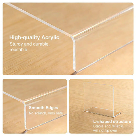 Top Rated Shelf Dividers For Closets And Dressers Compact Six Inch Vertical Blocks with clear acrylic, smooth edges, L-shaped design.