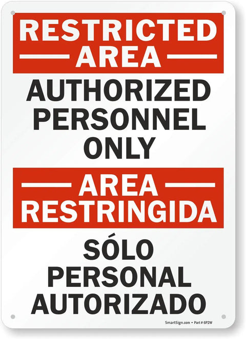 Restricted Area Authorized Personnel Only Sign 10 By 14 Inches Plastic Durable HDPE Weather Resistant With Rounded Corners And Laminate Finish For Workplace Safety And Security High Visibility Notice