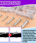 All In One Clevis Pin Kit With 51 Pieces In 18 Sizes M5 M6 M8 M10 M12 Zinc Plated Flat Head Pins Plus Cotter Pins
