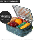 Badass Pixel Camo Soft Sided Cooler Lunch Bag With Two Ice Packs And Six Hours Of Fridge Cold Chill For The Daily Grind Or Weekend Haul filled with fruits and drinks