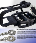 3-In-1 SPD Clipless And Toe Clip Bike Pedals for Indoor Cycling with double bearing layout, CNC machined aluminum body