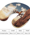 Rock Climbing Inspired Travel Pillow For Neck Support showcasing climber design, ergonomic U-shaped memory foam pillow.