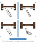 Rock Solid 108 Piece Shelf Pins Kit Featuring Premium Nickel Plated Steel Cabinet Pegs displayed in four configurations for shelving.