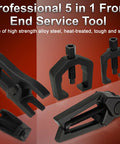 5 Piece Pitman Arm Puller Ball Joint Separator And Tie Rod End Tool Front End Service Kit Splitter Removal Kit For Cars And Light Trucks Includes Pitman Arm Puller Ball Joint Separator And Tie Rod End Tools For Easy Suspension Maintenance. 5-piece alloy steel front end service tools
