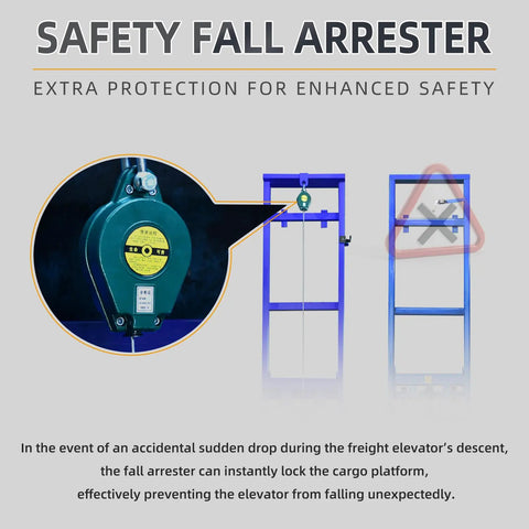 Safety fall arrester for Heavy Duty 2200 Lbs Electric Hydraulic Lift Platform with Wall Mount Freight Elevator