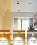 Six Pack 4 Inch Rotatable LED Recessed Downlights 18W COB Dimmable Anti Glare 3000K 4000K 6000K in various room settings