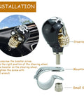 Skull Steering Wheel Spinner Power Booster Knob, black skull design, with mounting ring and screw for easy steering installation