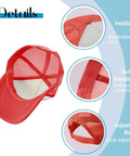 Red Womens Breathable Golf Hat With Six Vent Eyelets Low Profile Unstructured Cap Moisture Wicking Sweatband inside view