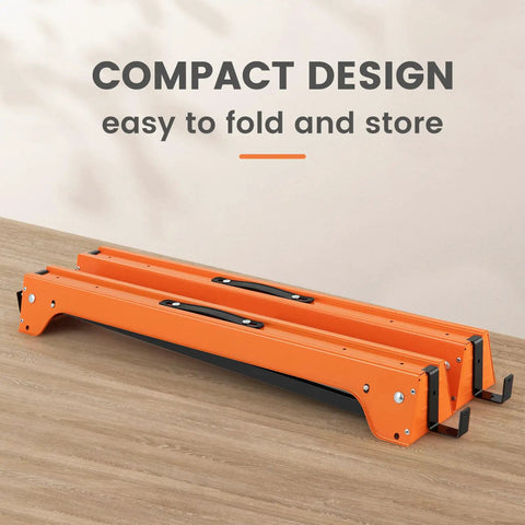 Heavy Duty Folding Saw Horses 2 Pack Built Like a Tank With Detachable Rails And 1322 Lb Capacity Portable Collapsible Work Stands Anti Rust Steel Frame Totally Crushes Any Yard or Shop Build