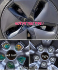 Rusty and unattractive Tesla wheels without Tesla Wheel Lug Nut Covers Kit For Model 3 Y S X With Dismantle Tool.