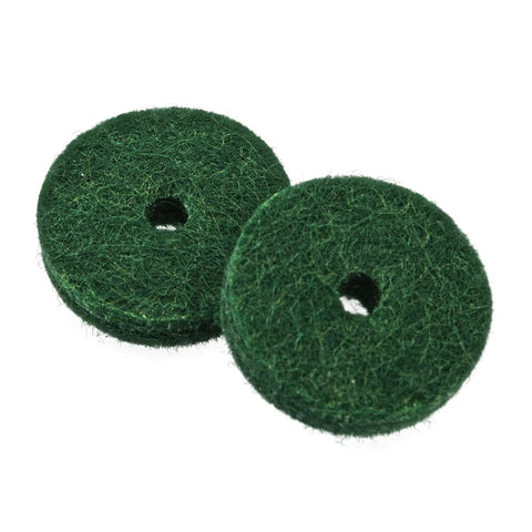 Two green circular 90 Piece Piano Felt Pads and Cushion Washers Gear for Keyboard Balance and Front Rail Regulation Pro Grade Replacement Parts
