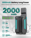 Bluetooth Barcode Scanner Wireless 2D 1D Back Clip Reader With USB C Wired And 2.4G Wireless Options showing 2000mAh battery