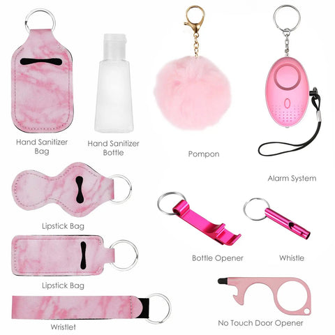 Safety Keychain Set For Women And Kids, 10 Pack Self Defense Keychains With Grab And Go Loud Personal Alarm, Safe Sound 110dB