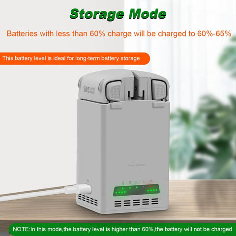65W Two Way Smart Charger Dock for Lito 1 and Lito X1 drones in storage mode, USB-C cable connected, grey charging station.