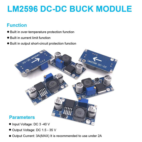 10 Pack LM2596 DC Buck Converter Step Down Module Power Supply Adjustable 1.25V To 30V Output Up To 3A on white background