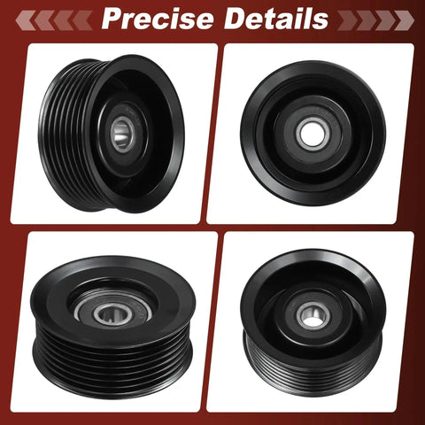High Performance Drive Belt Tensioner Pulley For Nissan Frontier And Pathfinder Plus Infiniti Accessory Idler Wheel with metal build detail.