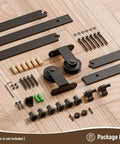 Heavy Duty 7ft Sliding Barn Door Hardware Kit For 42 Inch Doors, Smooth Silent Operation, T Shaped Steel Track Components