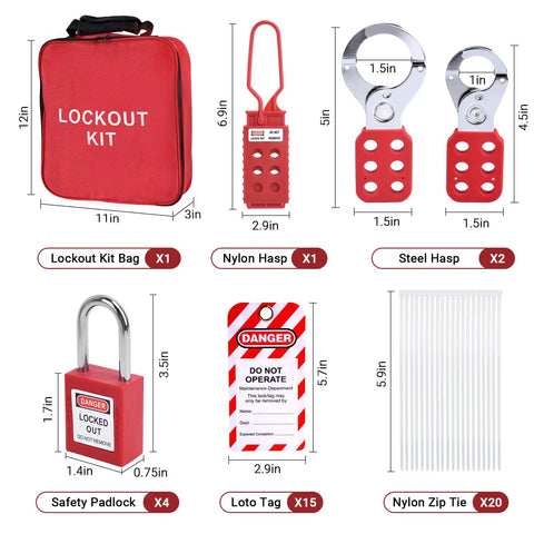 Ultimate Pro Grade LOTO Kit For Electrical Safety With 56 Piece Set Including Padlocks Hasps Clamp On Breaker Lockouts Electrical Plug Devices LOTO Tags And Tool Bag For Industrial And Mechanical Work