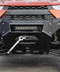 Front view of Polaris Ranger XP 1000 with UTV Winch Mounting Plate For Polaris Ranger XP 1000 3500 To 5000 Lb Winches Heavy Duty