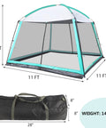 11x11 Ft Screen House With Mesh Net Tent Canopy Shelter Gazebo, Easy Setup, Waterproof, Sunshade, Ideal For Camping, Backyard Or Beach Picnics, Spacious 121 Sq Ft, Blue with carry bag