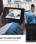 Wireless Video Doorbell Intercom Kit With 7-Inch Touch Monitor, HD Camera Doorphone, No WiFi Needed, App Free Setup, Long Range Up To 984 Feet, Easy Access Control System For Home Office Apartment Security showing monitoring screen and doorbell camera.