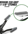 Close-up of Adjustable Brake Cylinder Hone Pro Grade showing medium 220 grit stones, 1-1/8 inch size, 3 included.