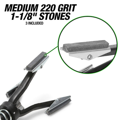 Close-up of Adjustable Brake Cylinder Hone Pro Grade showing medium 220 grit stones, 1-1/8 inch size, 3 included.